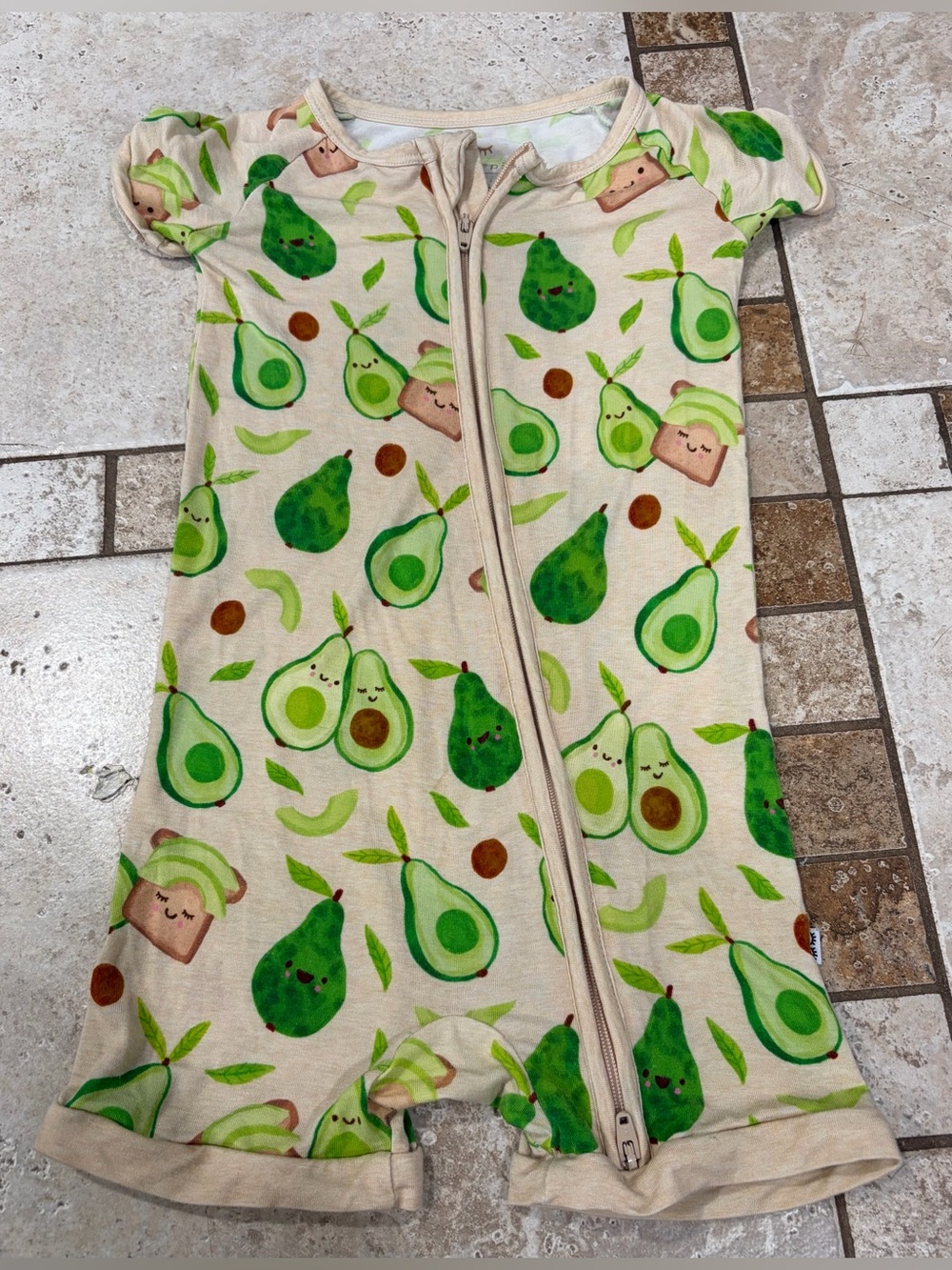 EUC Little Sleepies Short Sleeve Zippy - Avocados - 2T
